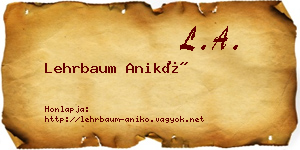 Lehrbaum Anikó névjegykártya